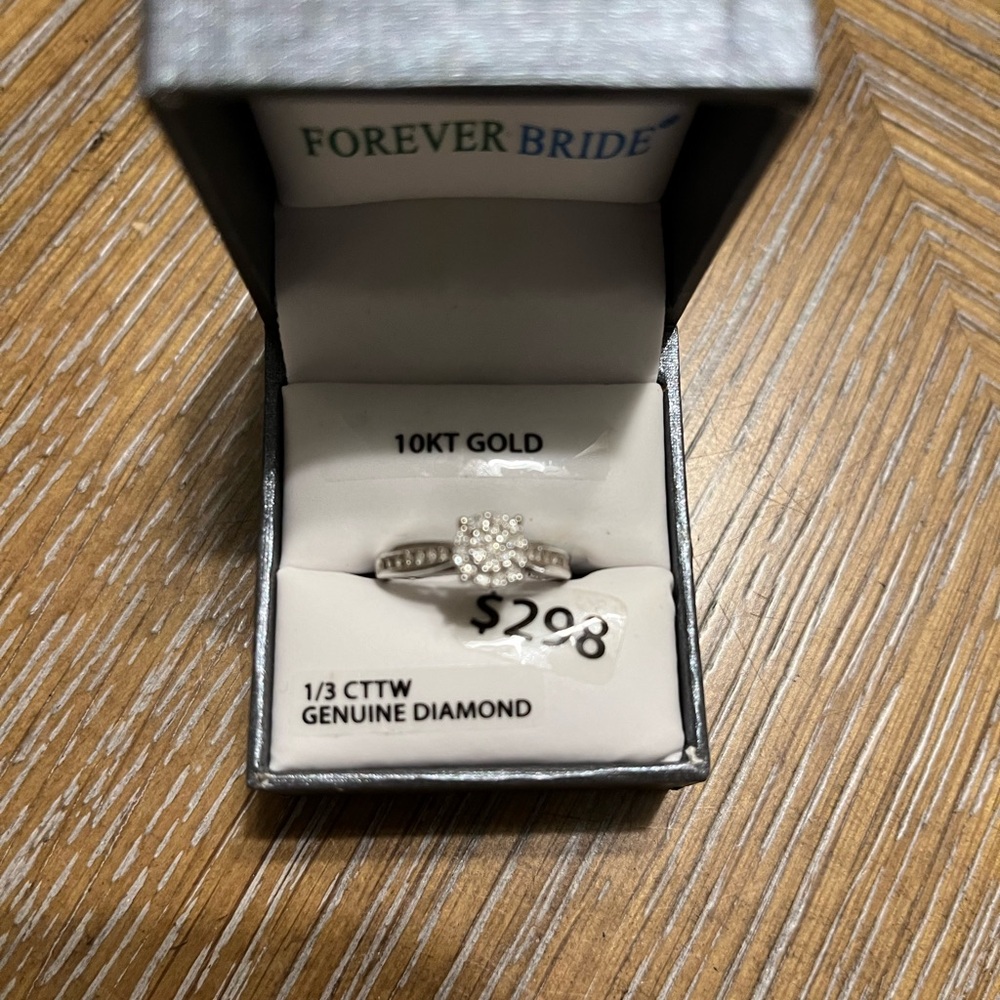 Forever Bride 10KT White Gold 1/3 CTTW Genuine Diamond Engagement Ring Size 7